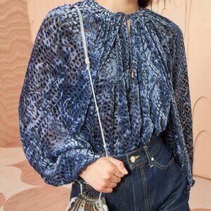 NWOT ULLA JOHNSON Pauline Blouse in Marine XS $520